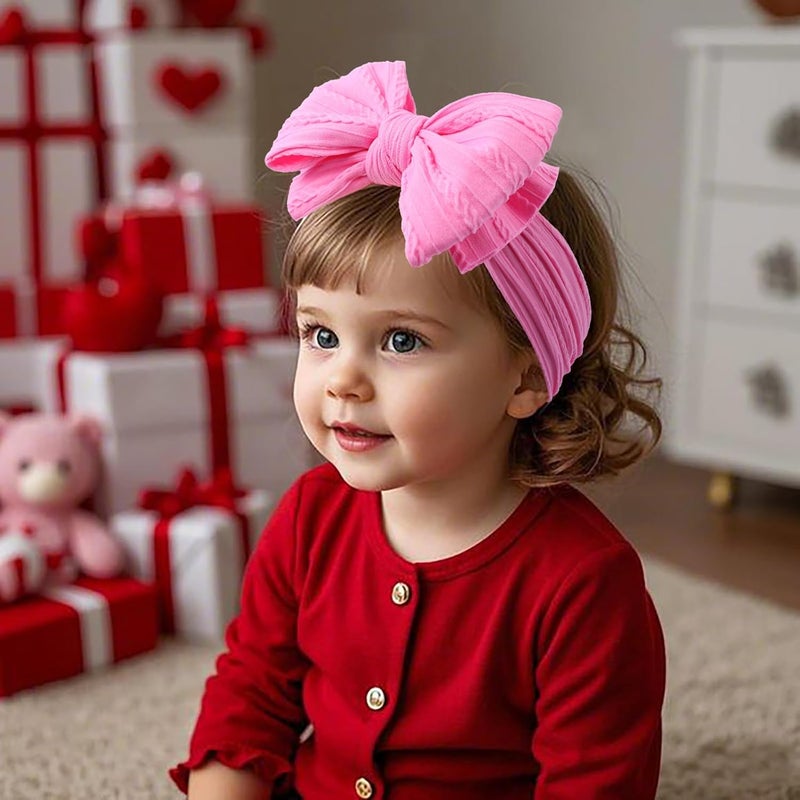 LemonSpace Store Handmade Baby Girls Bows Soft Stretchy Nylon Hair Bands Hair Accessories Baby headbands with Bows for Newborn Baby Girls Infant Toddlers Kids(Pink - Image 4